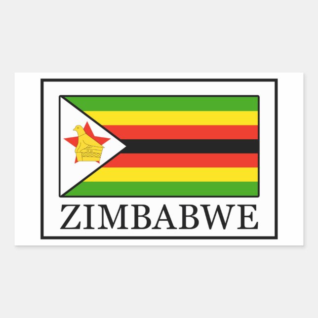 Rectangular Pegatina de Zimbabue (Anverso)