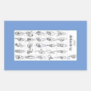 Rectangular Pegatina del ALFABETO del LENGUAJE DE SIGNOS