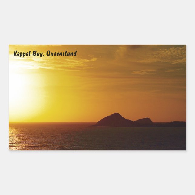 Rectangular Pegatina del amanecer de Keppel Bay (Anverso)