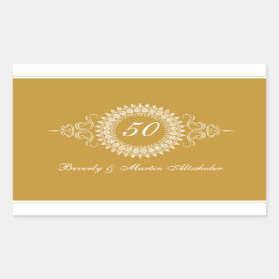 Rectangular Pegatina del Aniversario de Oro de Medallion