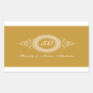 Rectangular Pegatina del Aniversario de Oro de Medallion