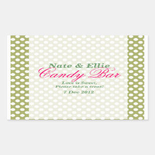 Rectangular Pegatina del Candy Bar, de color blanco y verde