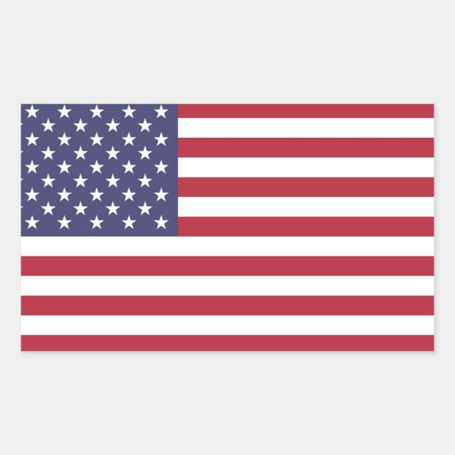 Rectangular Pegatina del Decal de la Bandera de los Estados Un (Anverso)