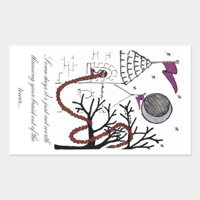 Rectangular Pegatina del Día del Pelo Muy Mal de Rapunzel (Anverso)