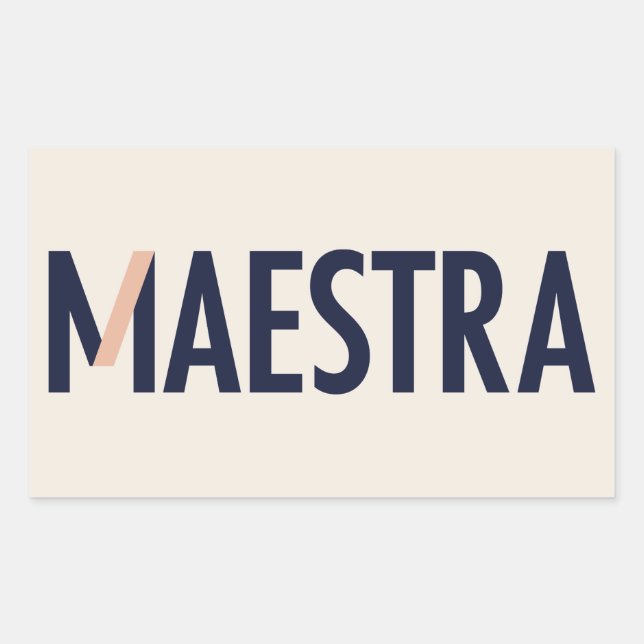Rectangular Pegatina del logotipo de Maestra (Anverso)