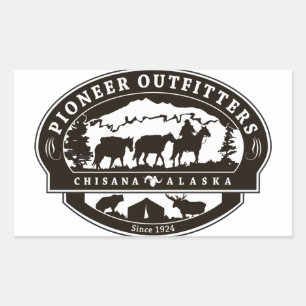 Rectangular Pegatina del logotipo de Pioneer Outfitters