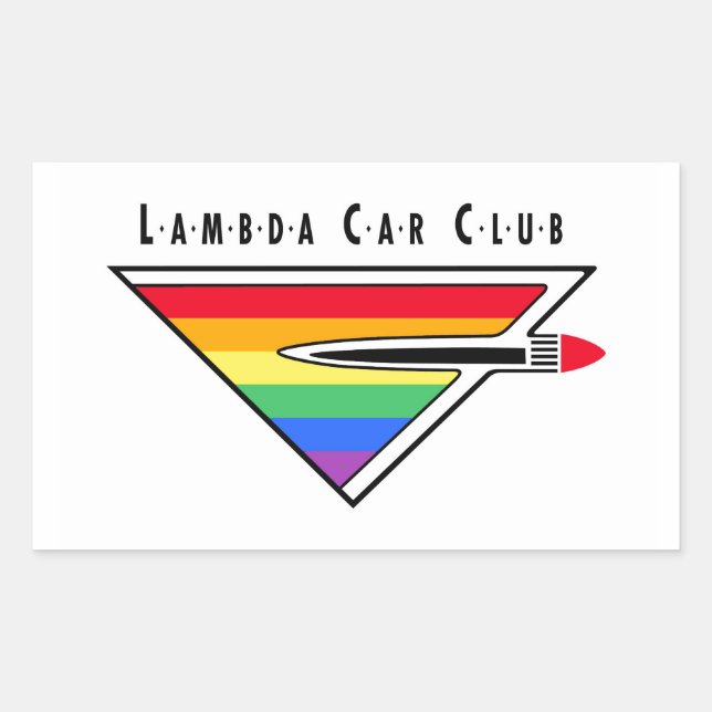 Rectangular Pegatina del logotipo del club de coches Lambda (Anverso)