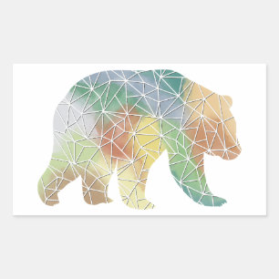 Rectangular Pegatina del oso pardo con mosaico de papel
