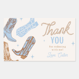 Rectangular Pegatina del partido de cumpleaños Cowboy