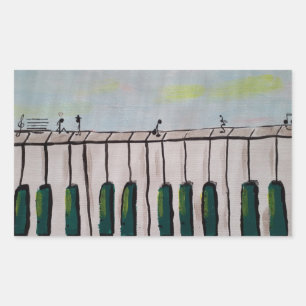 Rectangular Pegatina del Piano People