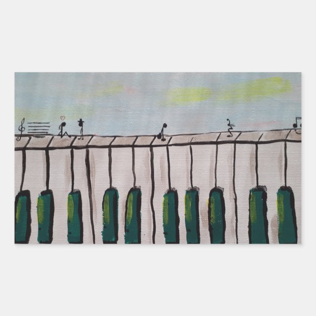 Rectangular Pegatina del Piano People (Anverso)