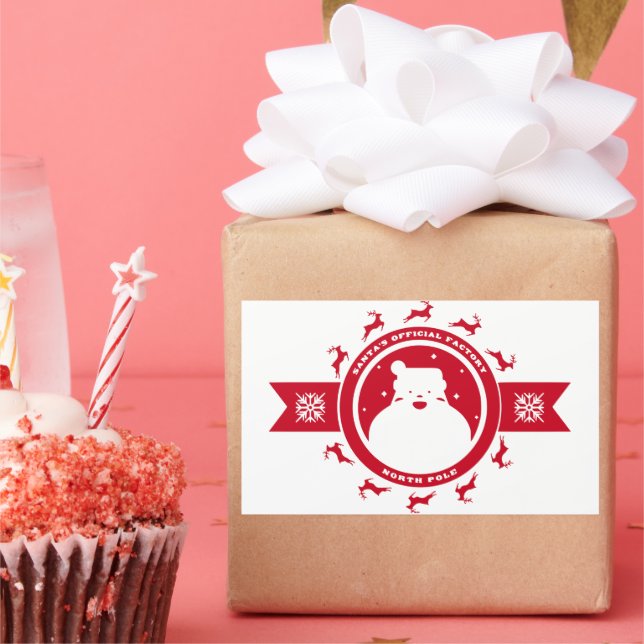 Rectangular pegatina del polo norte de santa (Fiesta)