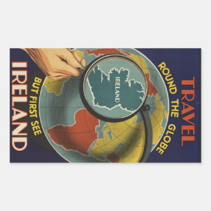 Rectangular Pegatina del Poster de Viajes de Irlanda Vintage