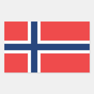 Rectangular Pegatina del rectángulo con la bandera de Noruega