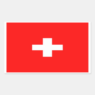 Rectangular Pegatina del rectángulo con la bandera de Suiza