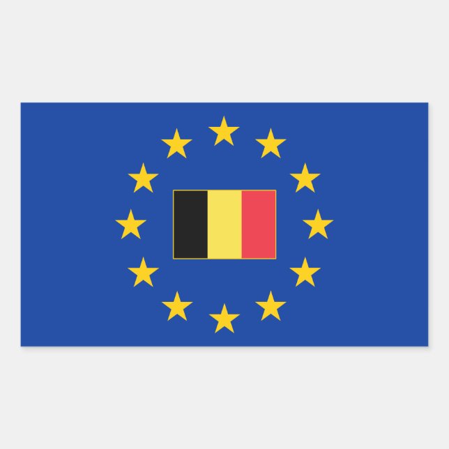 Rectangular Pegatina del rectángulo de Bélgica de la unión (Anverso)