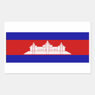 Rectangular Pegatina del rectángulo de la bandera de Camboya