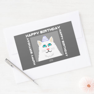 Rectangular Pegatina del Rectángulo del Gato Blanco Fluffy de