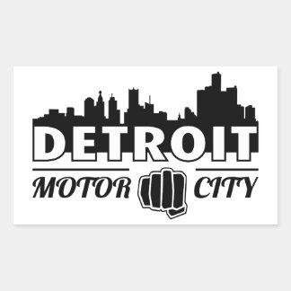 Rectangular Pegatina del Skyline de Detroit Motor City