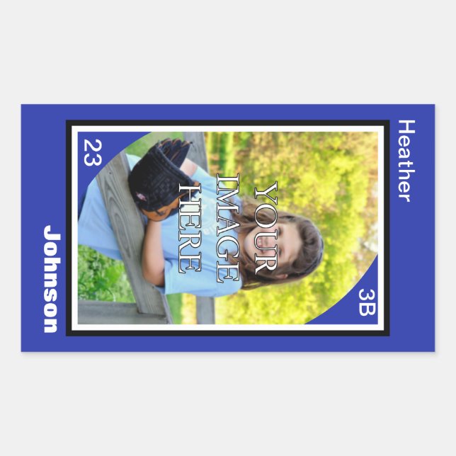 Rectangular Pegatina deportivo personalizado (Anverso)