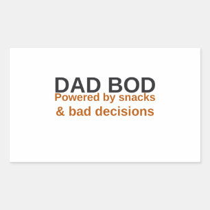 Rectangular Pegatina divertida de Dad Bod, Snacks y malas deci
