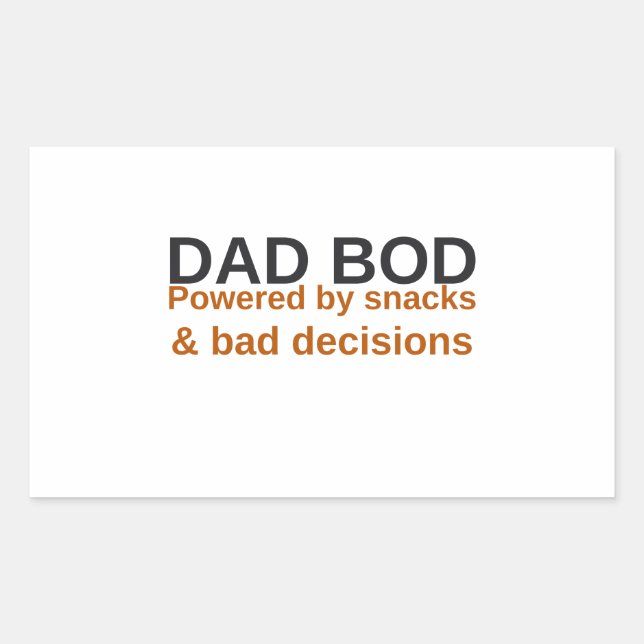 Rectangular Pegatina divertida de Dad Bod, Snacks y malas deci (Anverso)