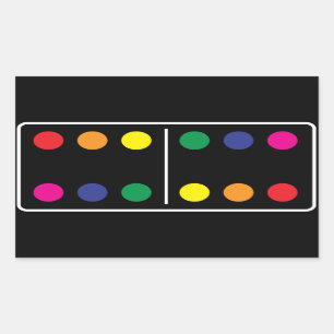 Rectangular Pegatina doble del dominó del arco iris