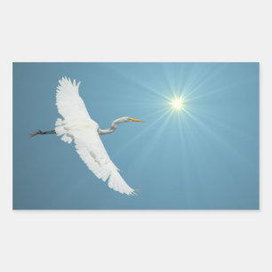 Rectangular Pegatina Egret 1