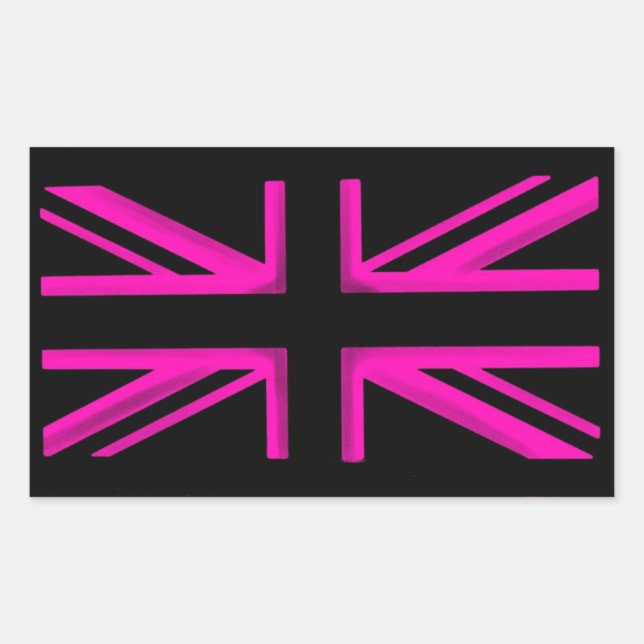 Rectangular Pegatina elegante de bandera londinense negro rosa (Anverso)