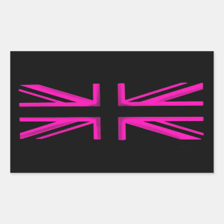 Rectangular Pegatina elegante de bandera londinense negro rosa