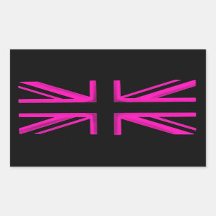 Rectangular Pegatina elegante razberry negro rosado de la