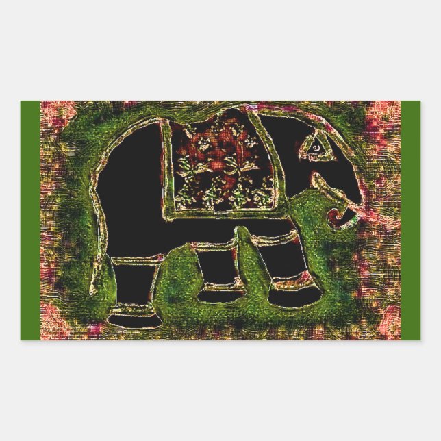 Rectangular Pegatina Elephant3 (Anverso)