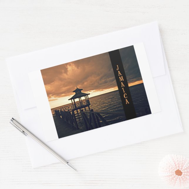 Rectangular Pegatina escénico de Jamaica Sunset (Sobre)