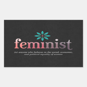 Rectangular Pegatina feminista de la flor