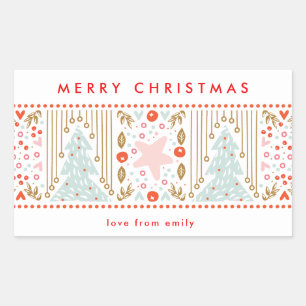 Rectangular Pegatina festiva de Navidad editable Pretty Holida