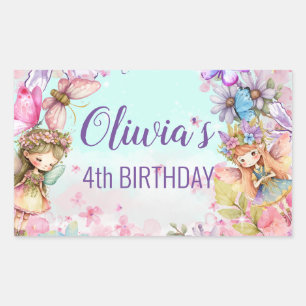 Rectangular Pegatina forestal encantado de hadas