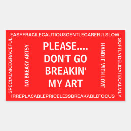 Rectangular Pegatina frágil de un artista