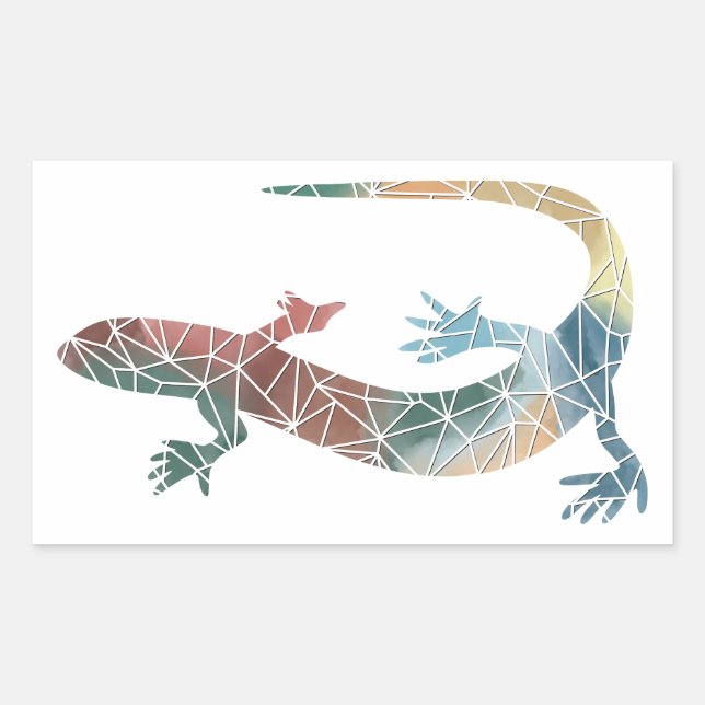 Rectangular Pegatina Gecko Mosaic de papel (Anverso)