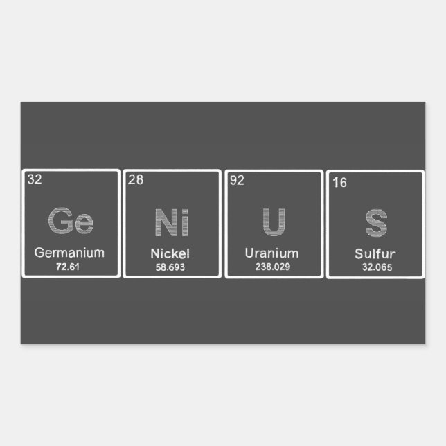 Rectangular Pegatina GeNiUS de tabla periódica (Anverso)