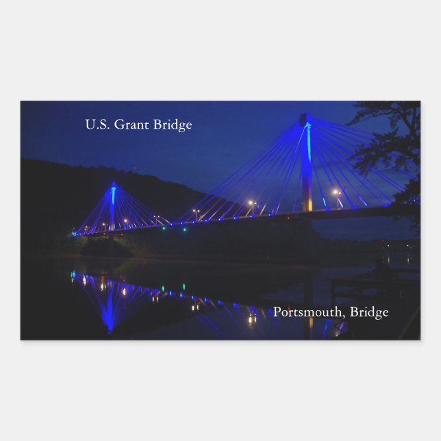 Rectangular Pegatina Grant Bridge de Estados Unidos (Anverso)
