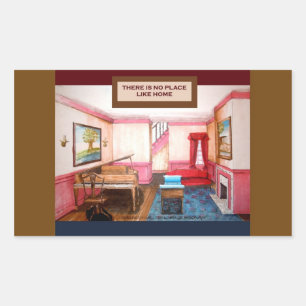 Rectangular Pegatina Hogar Dulce con Sala de Periodo y Piano
