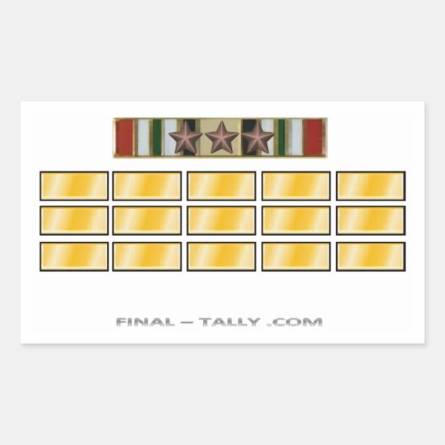 Rectangular Pegatina Iraq 15 meses con 3 estrella de campaña (Anverso)