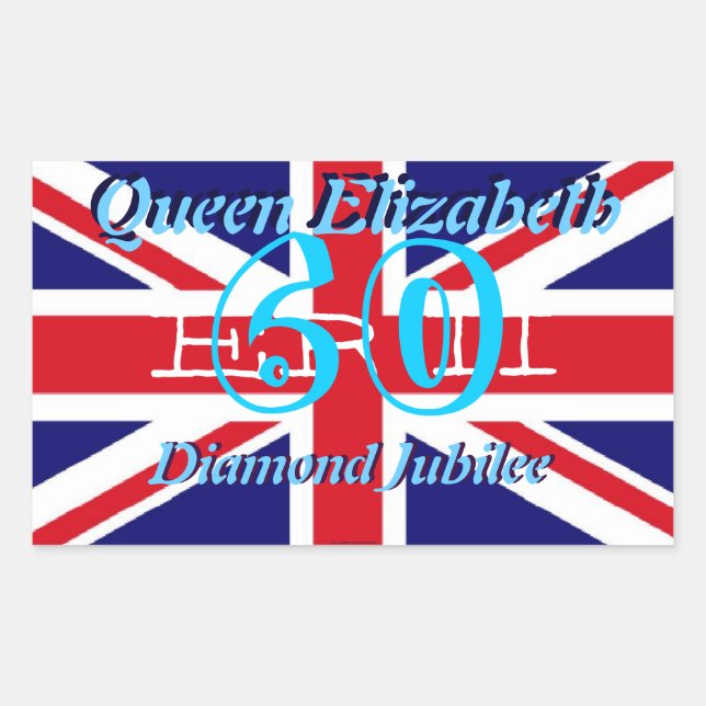 Rectangular Pegatina Jubilee de la Reina Elizabeth Diamond (Anverso)