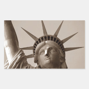 Rectangular Pegatina Lady Liberty Island Estados Unidos Sepia
