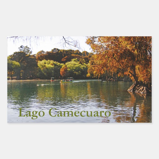 Rectangular Pegatina Lago Camecuaro (Anverso)