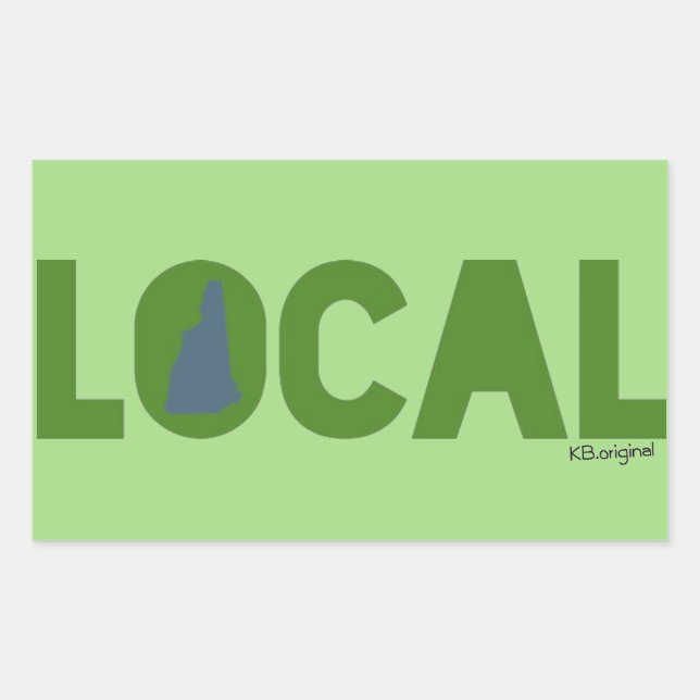 Rectangular Pegatina local de New Hampshire (Anverso)