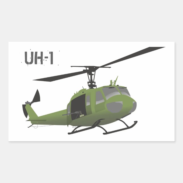Rectangular Pegatina militar Huey Helicopter (Anverso)