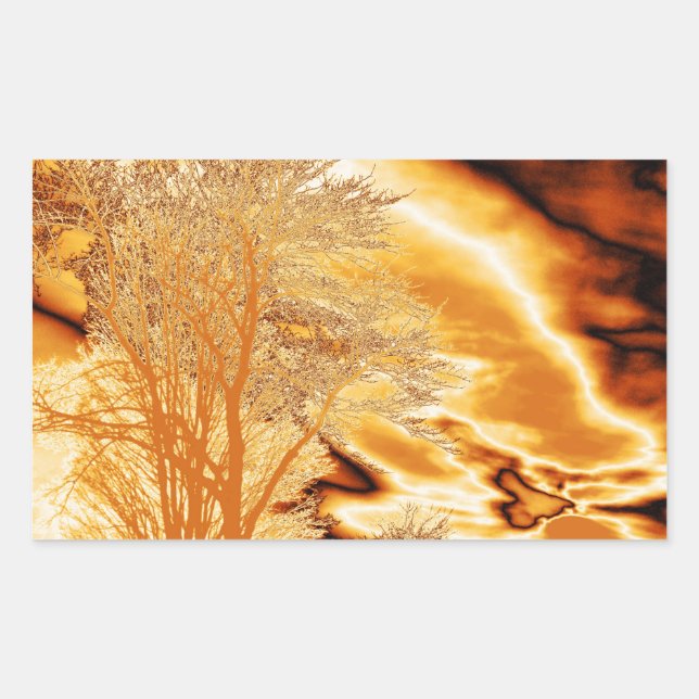 Rectangular Pegatina Molten Gold Trees (Anverso)