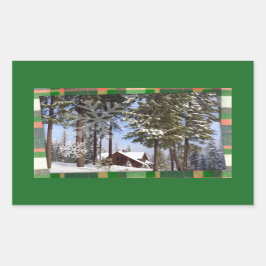 Rectangular pegatina "Navidades Cabin"