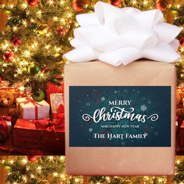 Rectangular Pegatina navideña de Boughes y Berries (Subido por el creador)